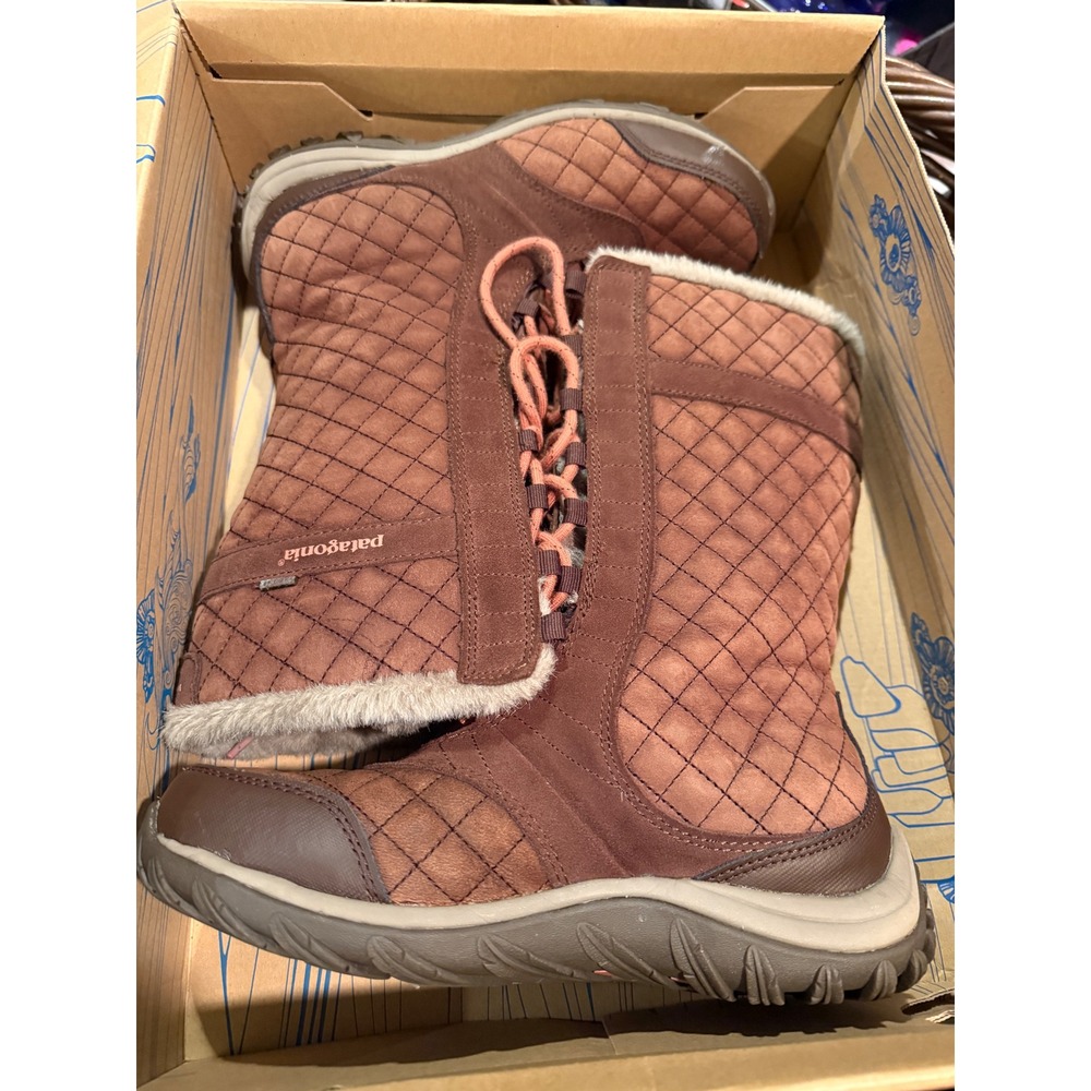 Patagonia Wintertide High Boots NWOT Brown Sable Quilted Faux Fur Waterproof 7.5 - Picture 3 of 9